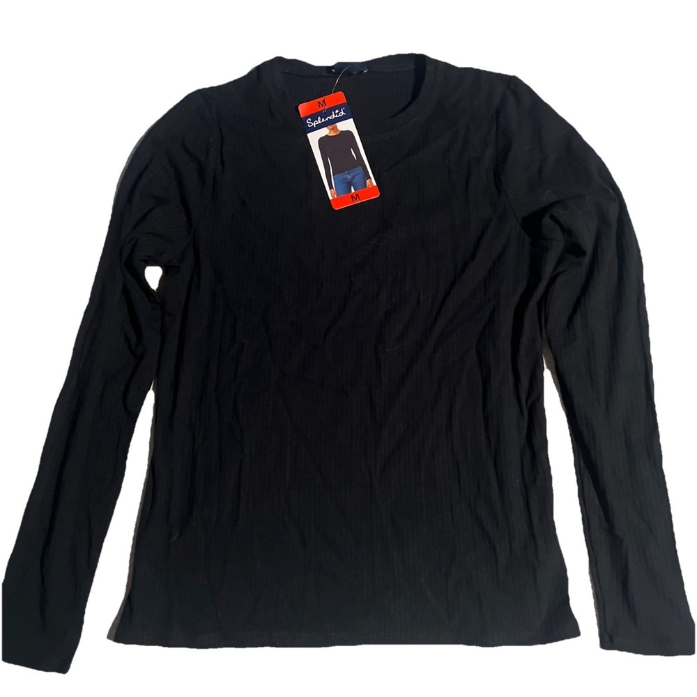 Splendid Womens  Long Sleeve Ribbed Crewneck Pull Over Top Shirt Size M. BR